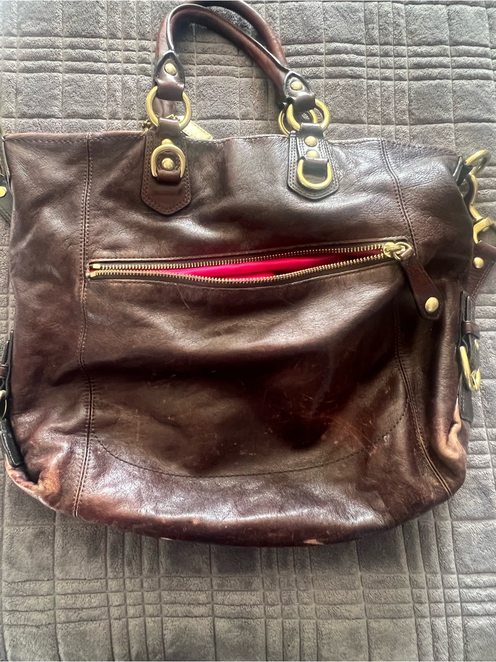 Coach Madison Julianne Leather Satchel Style 12935 Brown|Magenta - Picture 2 of 6